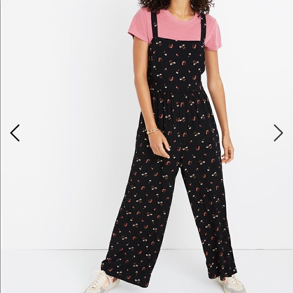 Madewell Smocked Crop Jumpsuit in Flower Toss